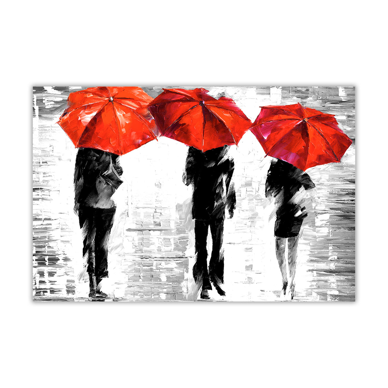 3 Umbrella Black & White Canvas Wall Art Picture Print for the Living Room, Bedroom, Home Decor