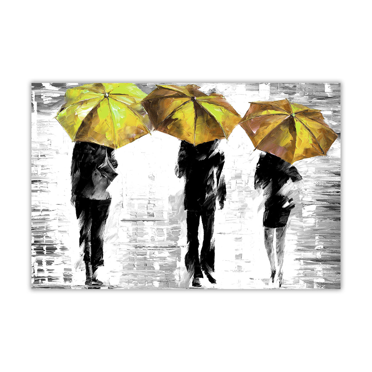 3 Umbrella Black & White Canvas Wall Art Picture Print for the Living Room, Bedroom, Home Decor