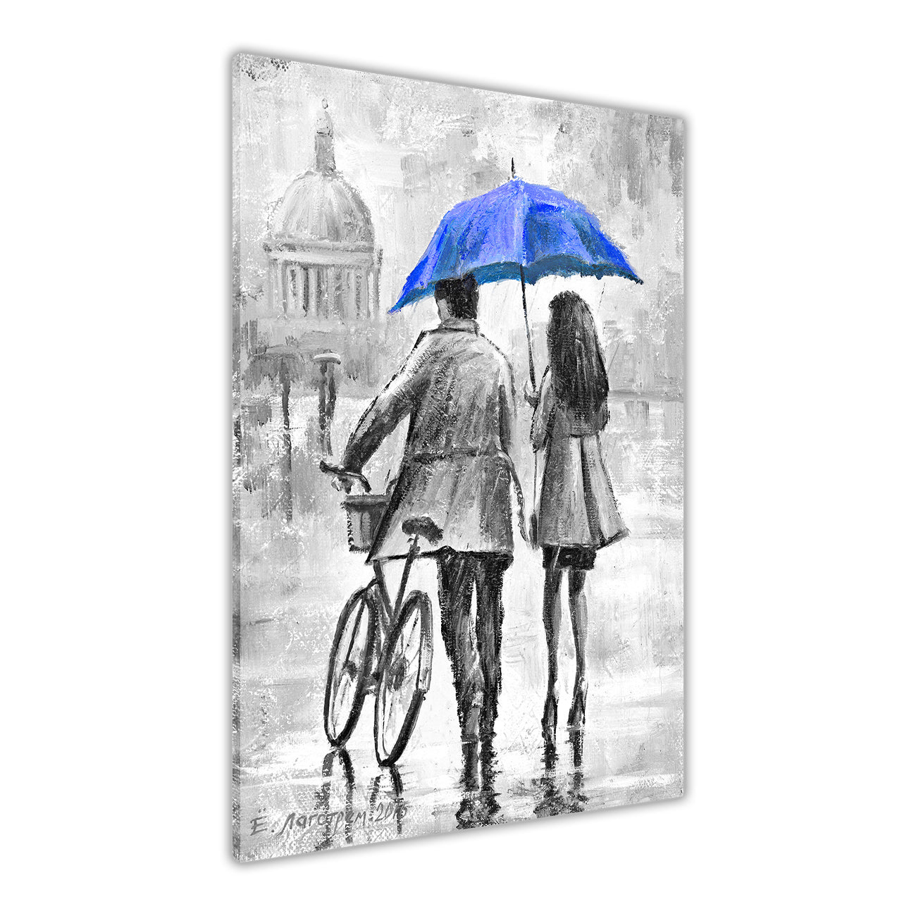 Couple Umbrella Black & White Canvas Wall Art Picture Print for the Living Room, Bedroom, Home Decor