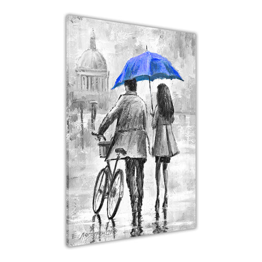 Couple Umbrella Black & White Canvas Wall Art Picture Print for the Living Room, Bedroom, Home Decor