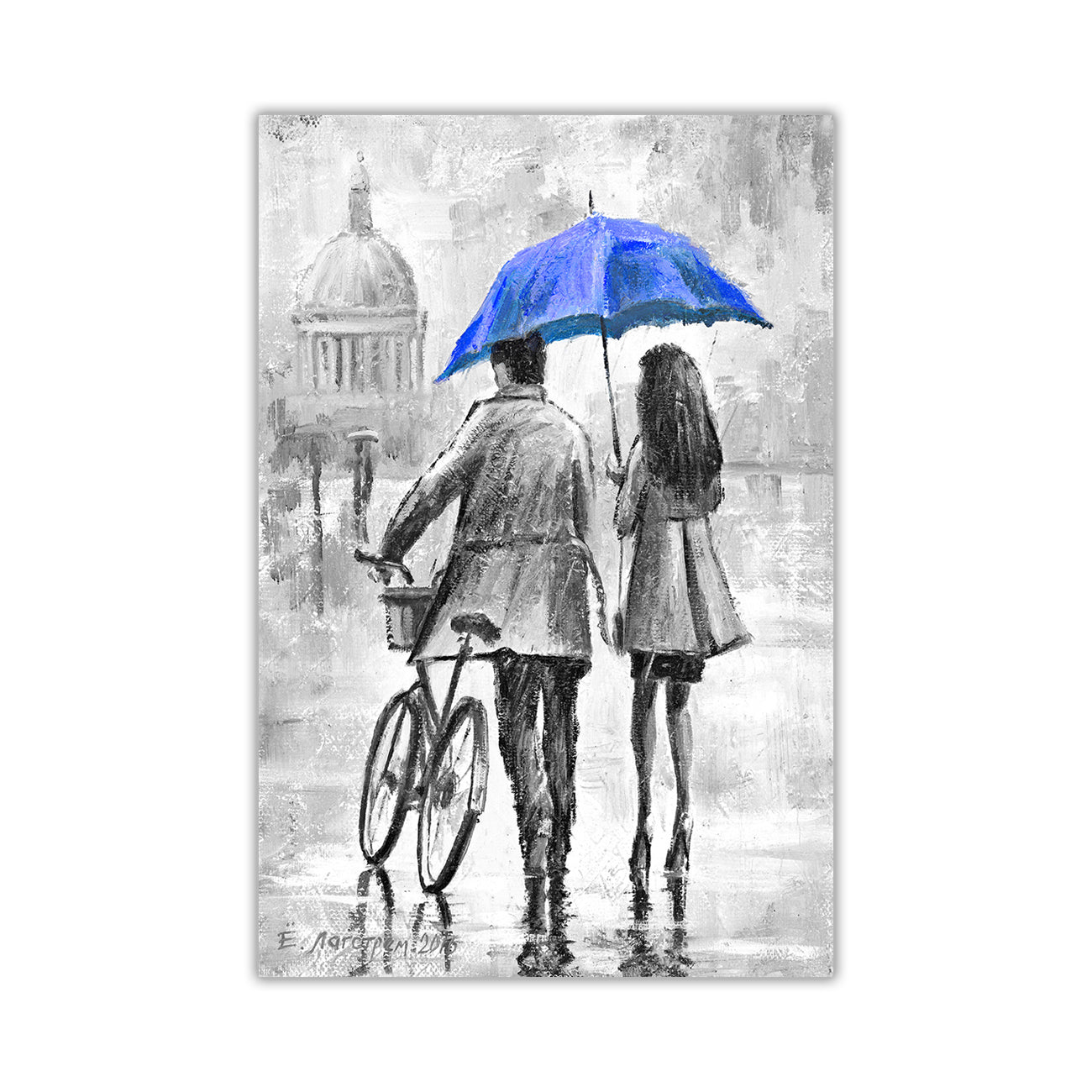 Couple Umbrella Black & White Canvas Wall Art Picture Print for the Living Room, Bedroom, Home Decor