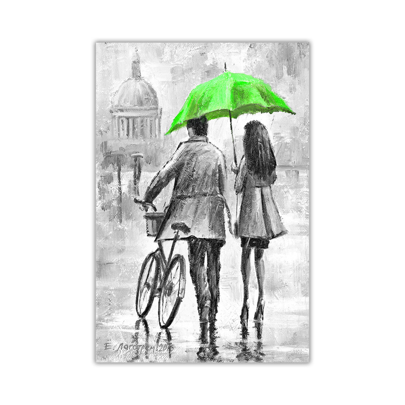 Couple Umbrella Black & White Canvas Wall Art Picture Print for the Living Room, Bedroom, Home Decor