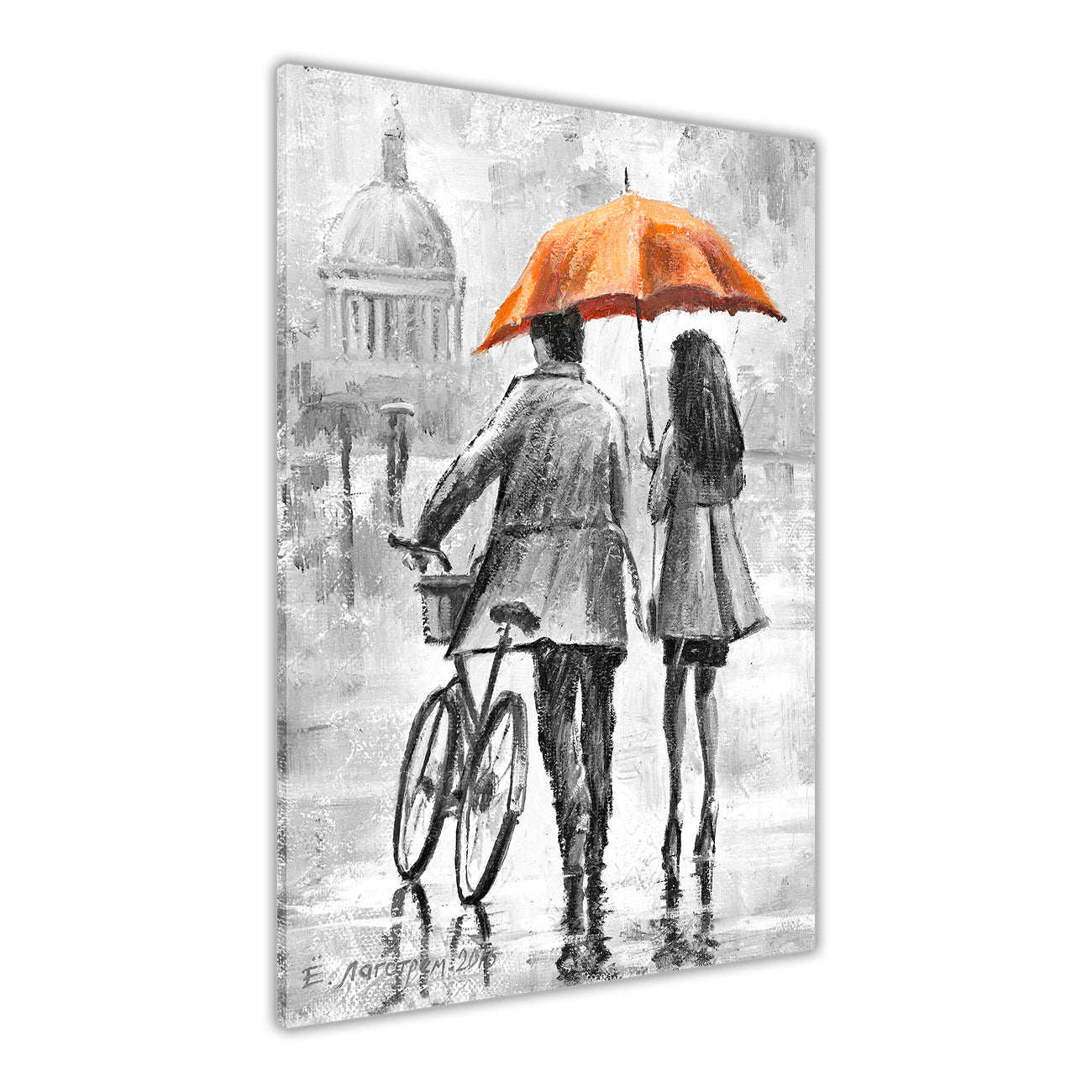 Couple Umbrella Black & White Canvas Wall Art Picture Print for the Living Room, Bedroom, Home Decor