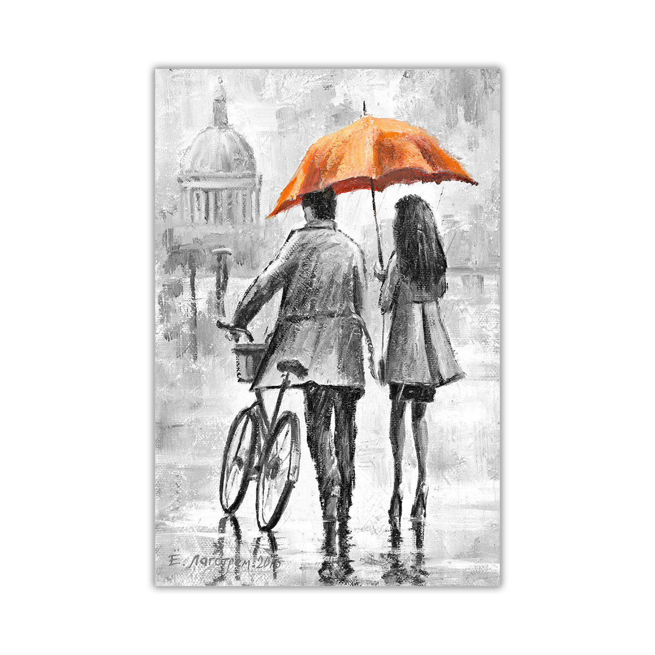 Couple Umbrella Black & White Canvas Wall Art Picture Print for the Living Room, Bedroom, Home Decor