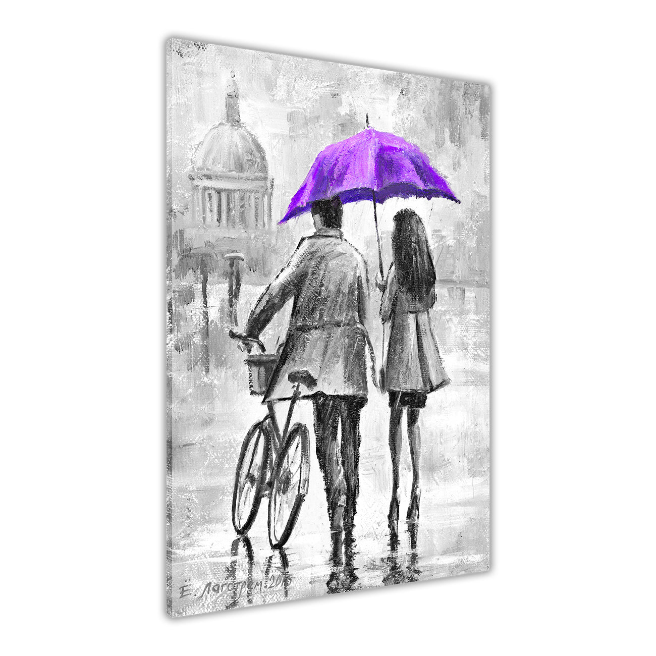 Couple Umbrella Black & White Canvas Wall Art Picture Print for the Living Room, Bedroom, Home Decor