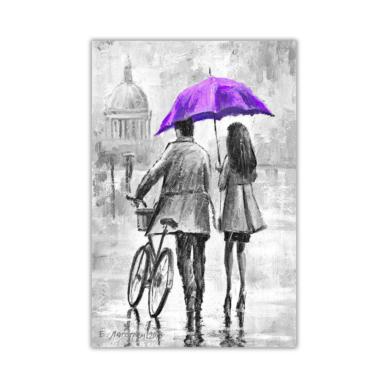 Couple Umbrella Black & White Canvas Wall Art Picture Print for the Living Room, Bedroom, Home Decor