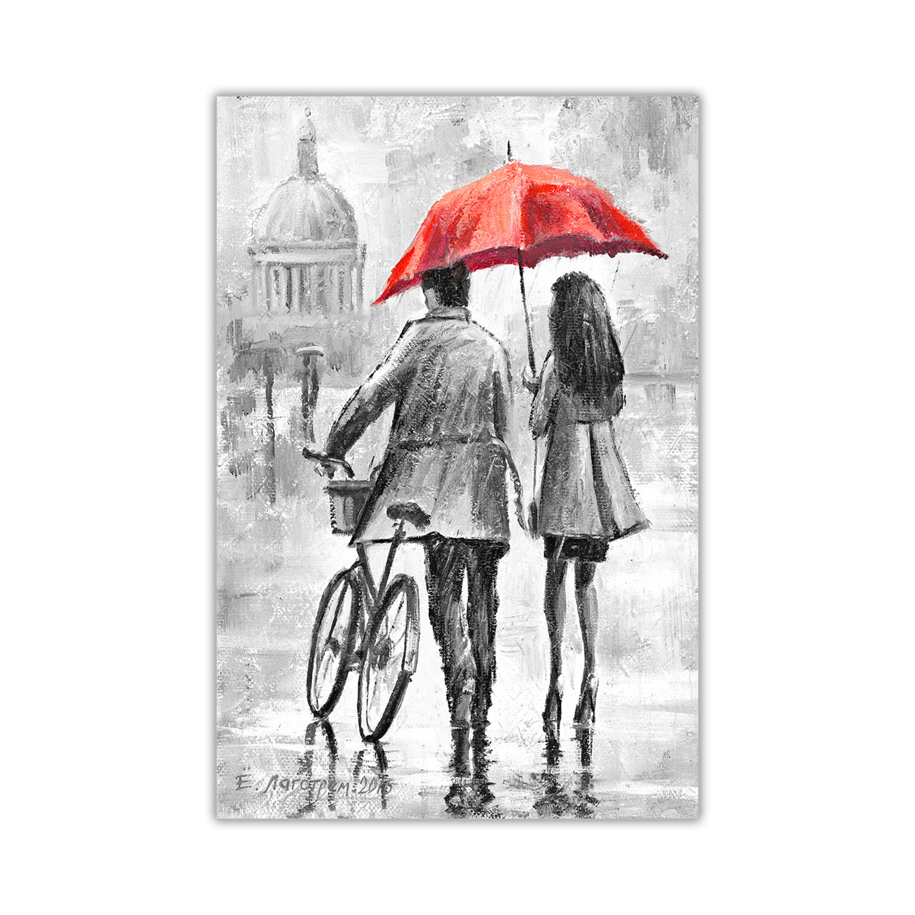 Couple Umbrella Black & White Canvas Wall Art Picture Print for the Living Room, Bedroom, Home Decor