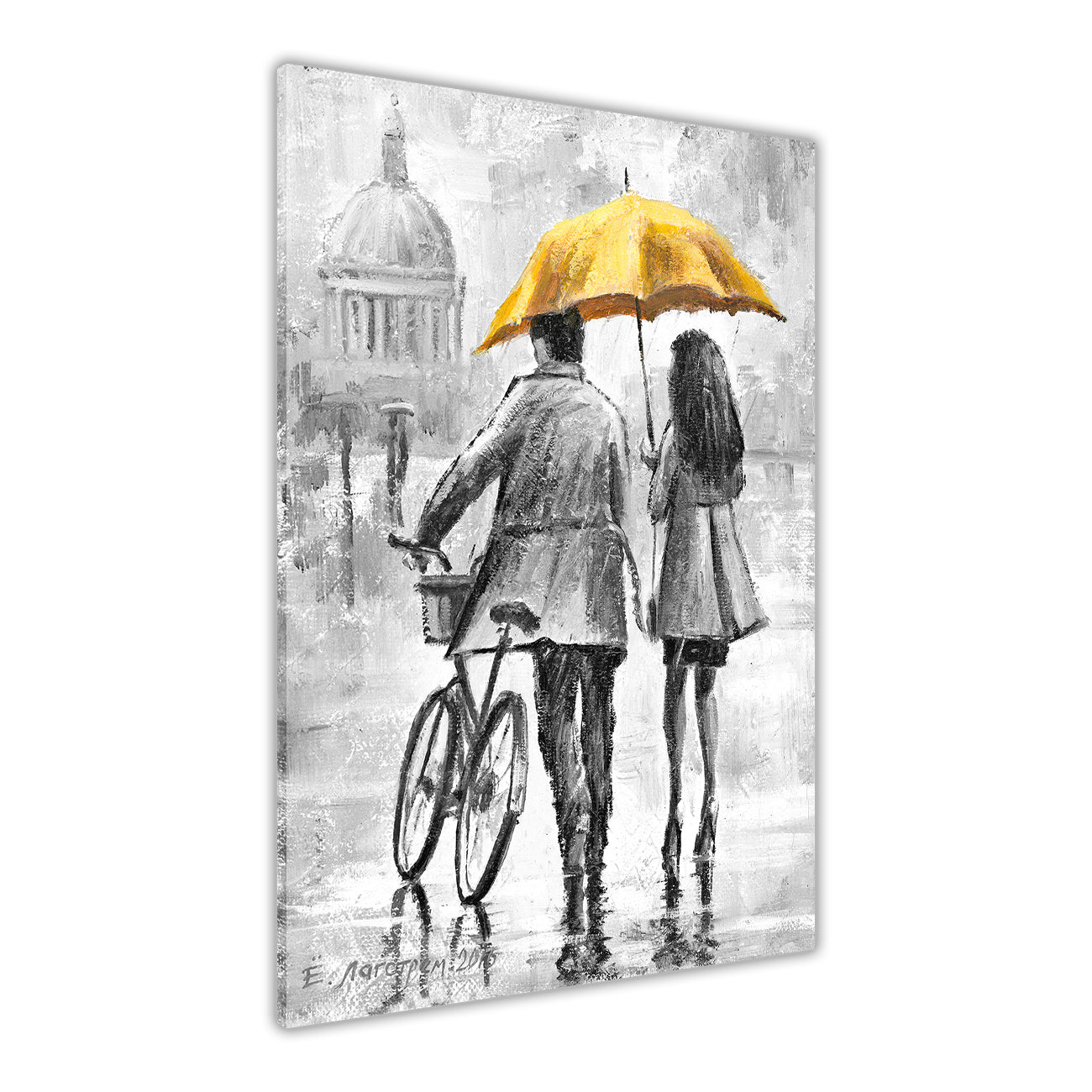 Couple Umbrella Black & White Canvas Wall Art Picture Print for the Living Room, Bedroom, Home Decor