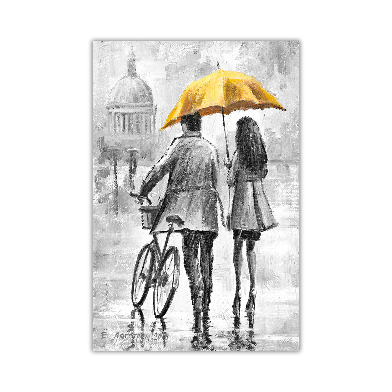 Couple Umbrella Black & White Canvas Wall Art Picture Print for the Living Room, Bedroom, Home Decor