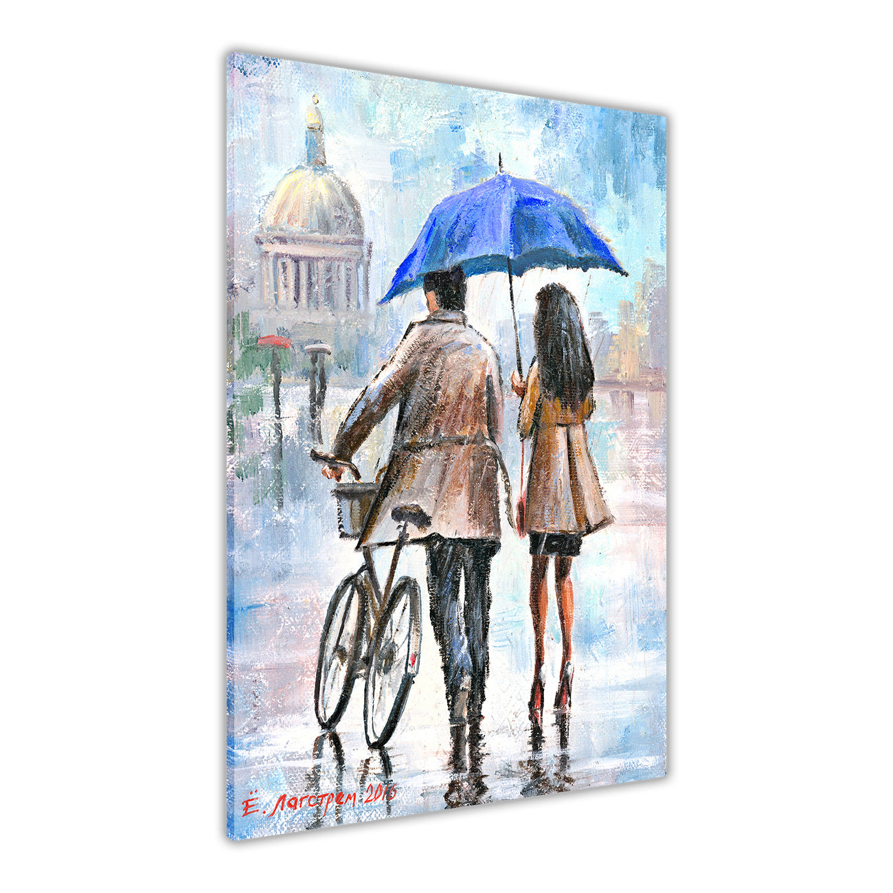 Couple Umbrella Canvas Wall Art Picture Print for the Living Room, Bedroom, Home Decor