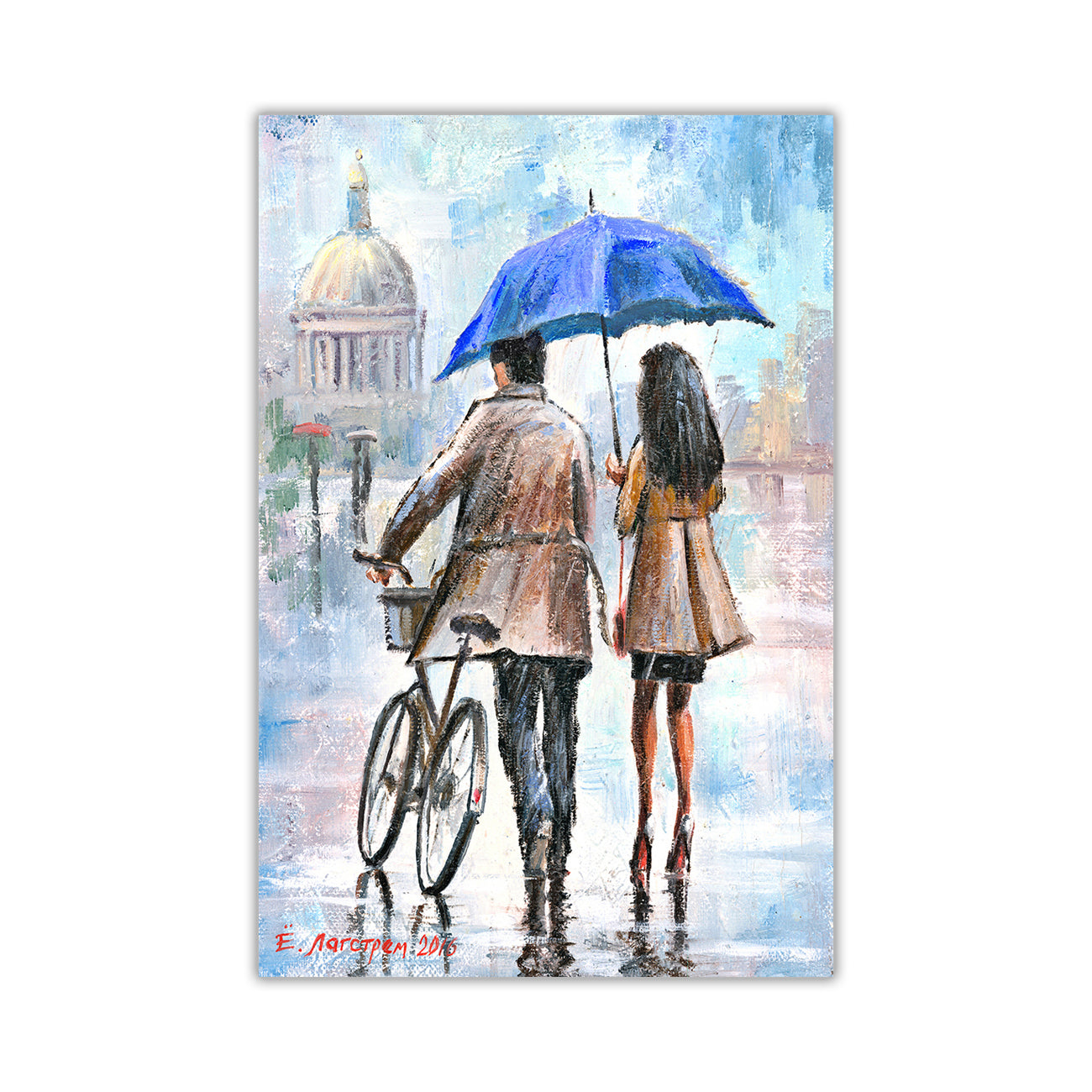 Couple Umbrella Canvas Wall Art Picture Print for the Living Room, Bedroom, Home Decor