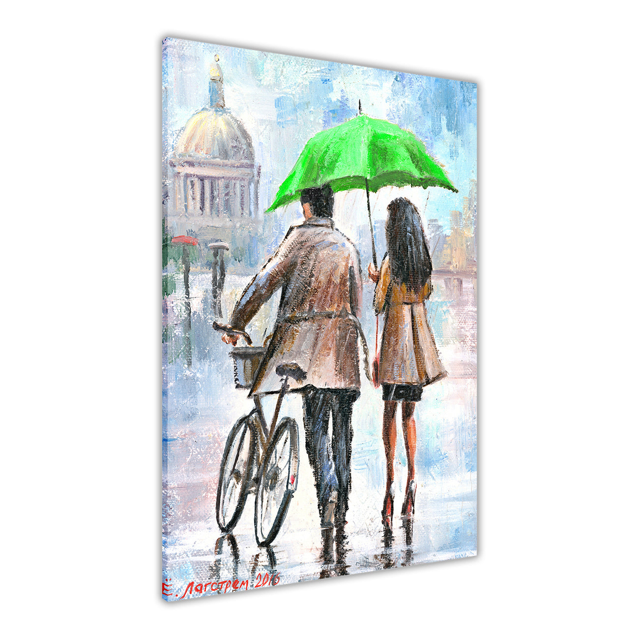 Couple Umbrella Canvas Wall Art Picture Print for the Living Room, Bedroom, Home Decor