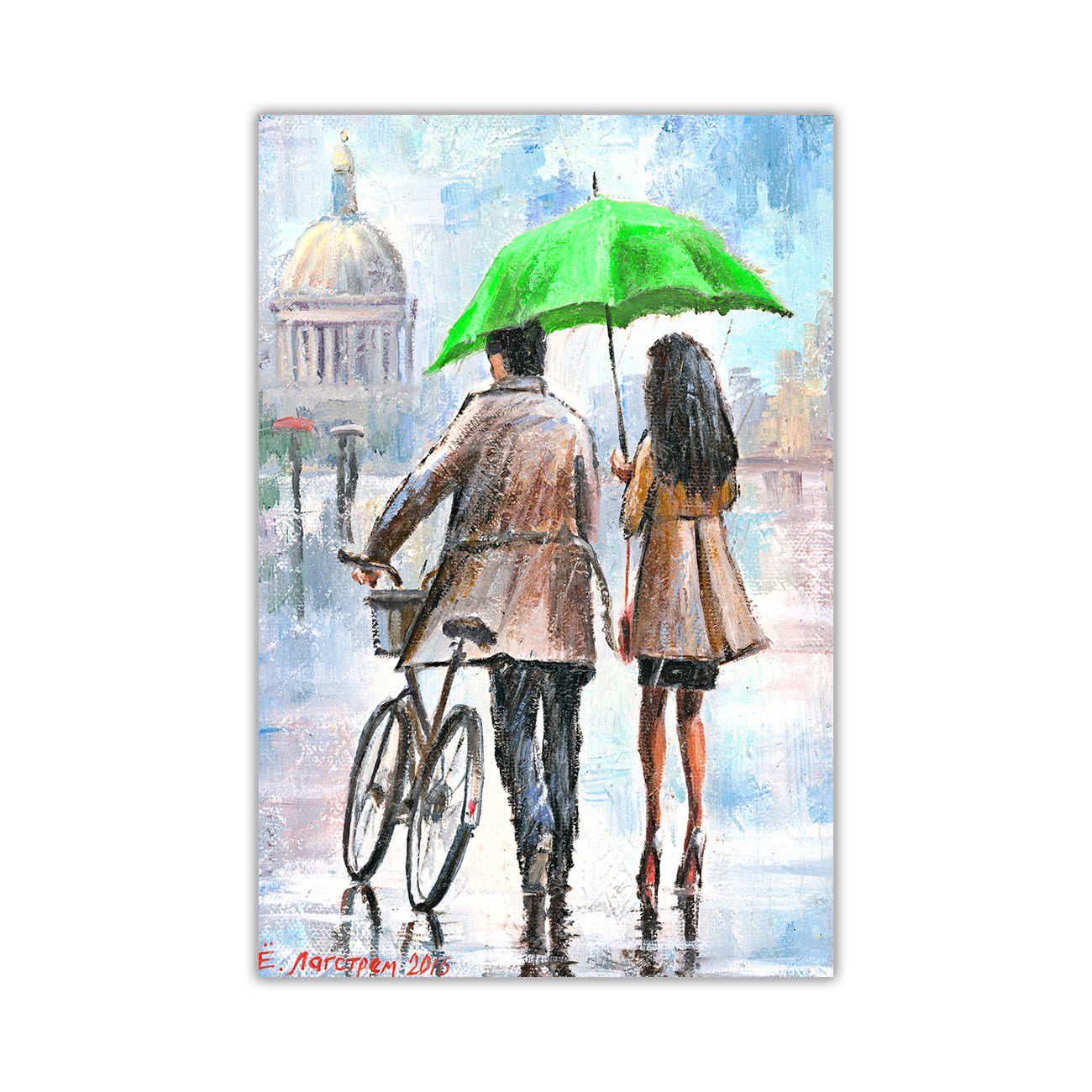 Couple Umbrella Canvas Wall Art Picture Print for the Living Room, Bedroom, Home Decor