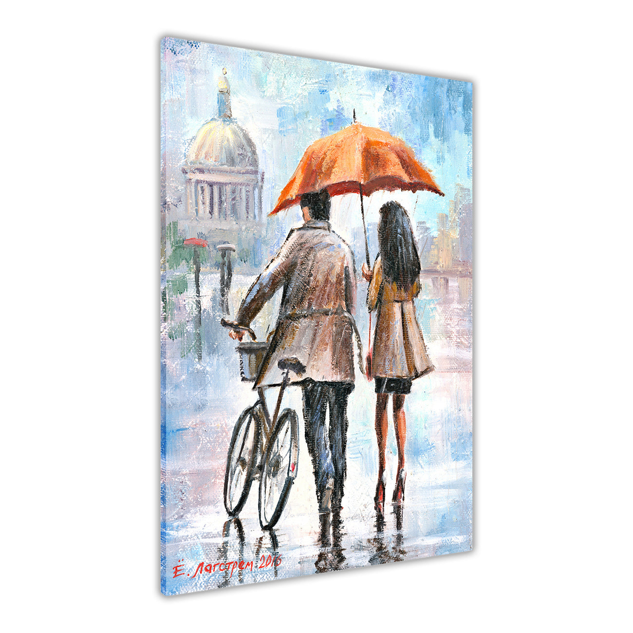 Couple Umbrella Canvas Wall Art Picture Print for the Living Room, Bedroom, Home Decor