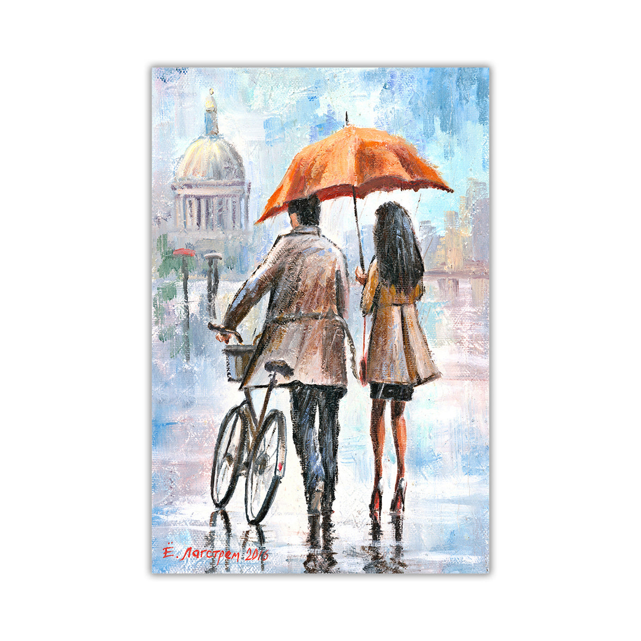 Couple Umbrella Canvas Wall Art Picture Print for the Living Room, Bedroom, Home Decor