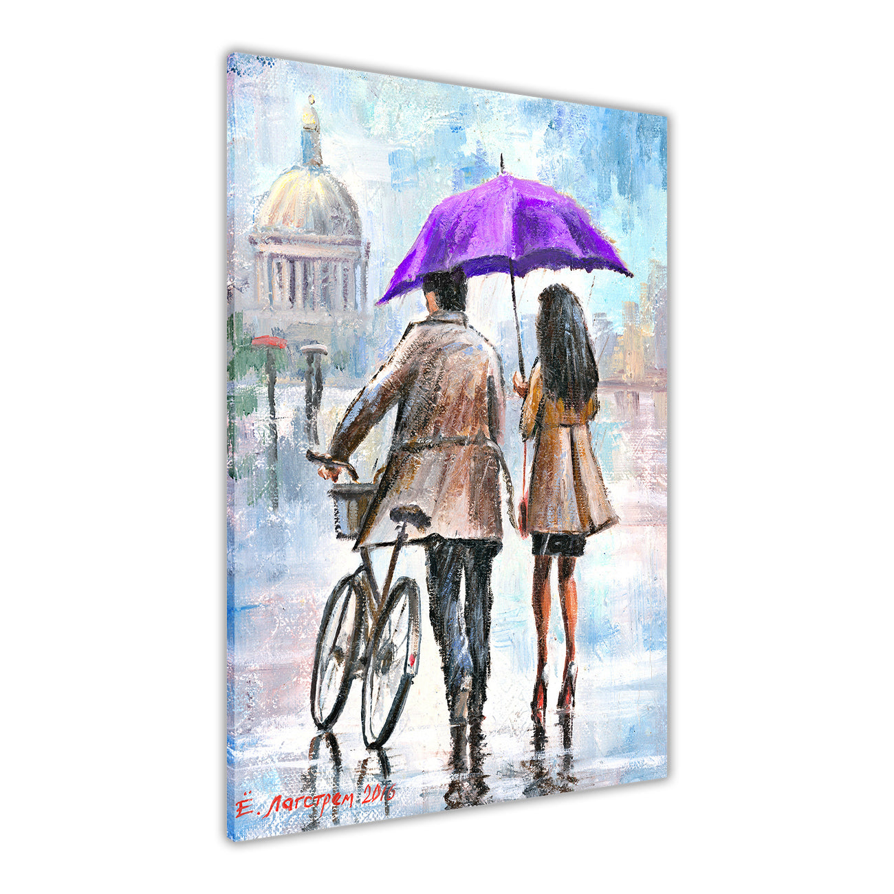 Couple Umbrella Canvas Wall Art Picture Print for the Living Room, Bedroom, Home Decor