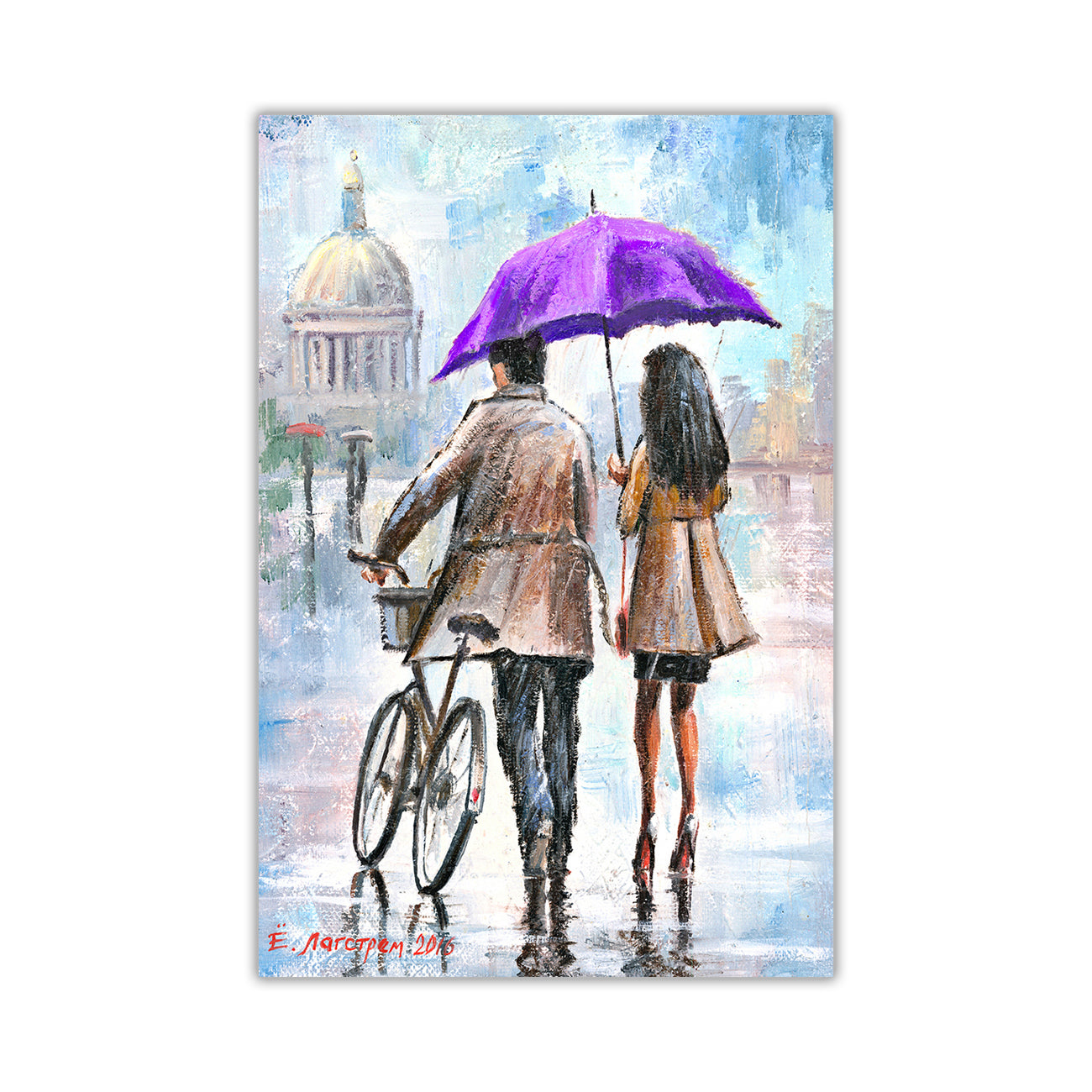Couple Umbrella Canvas Wall Art Picture Print for the Living Room, Bedroom, Home Decor
