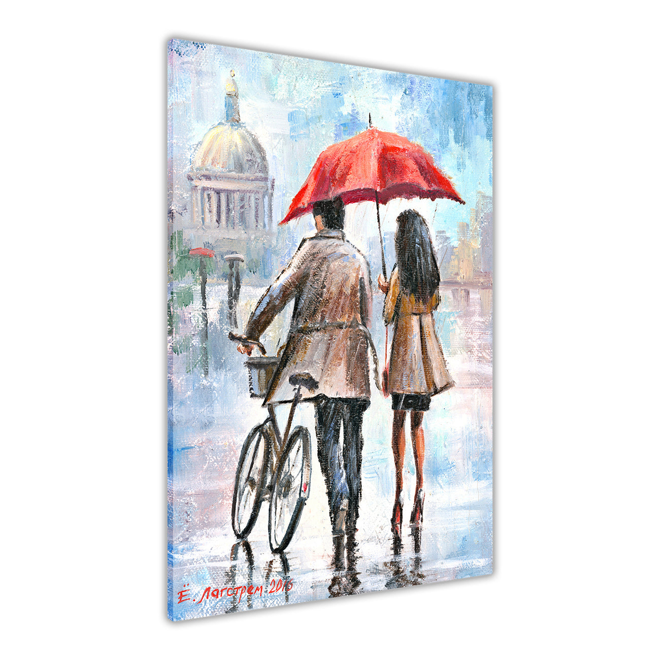 Couple Umbrella Canvas Wall Art Picture Print for the Living Room, Bedroom, Home Decor