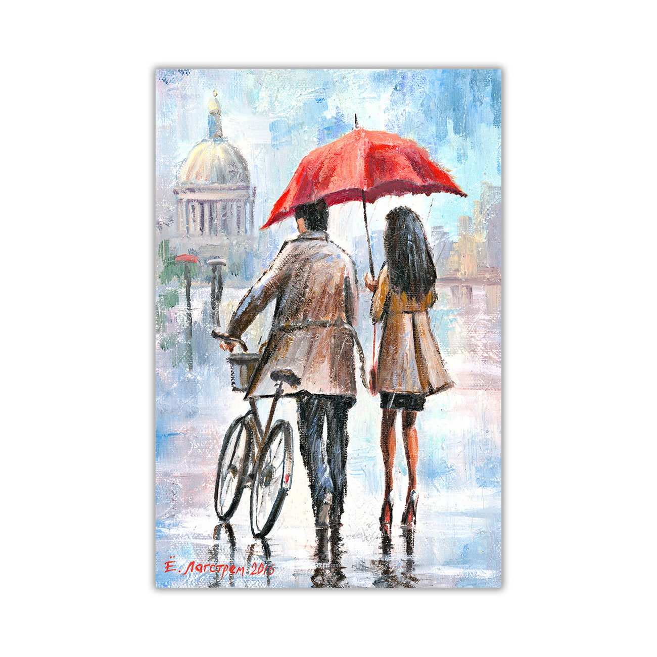 Couple Umbrella Canvas Wall Art Picture Print for the Living Room, Bedroom, Home Decor