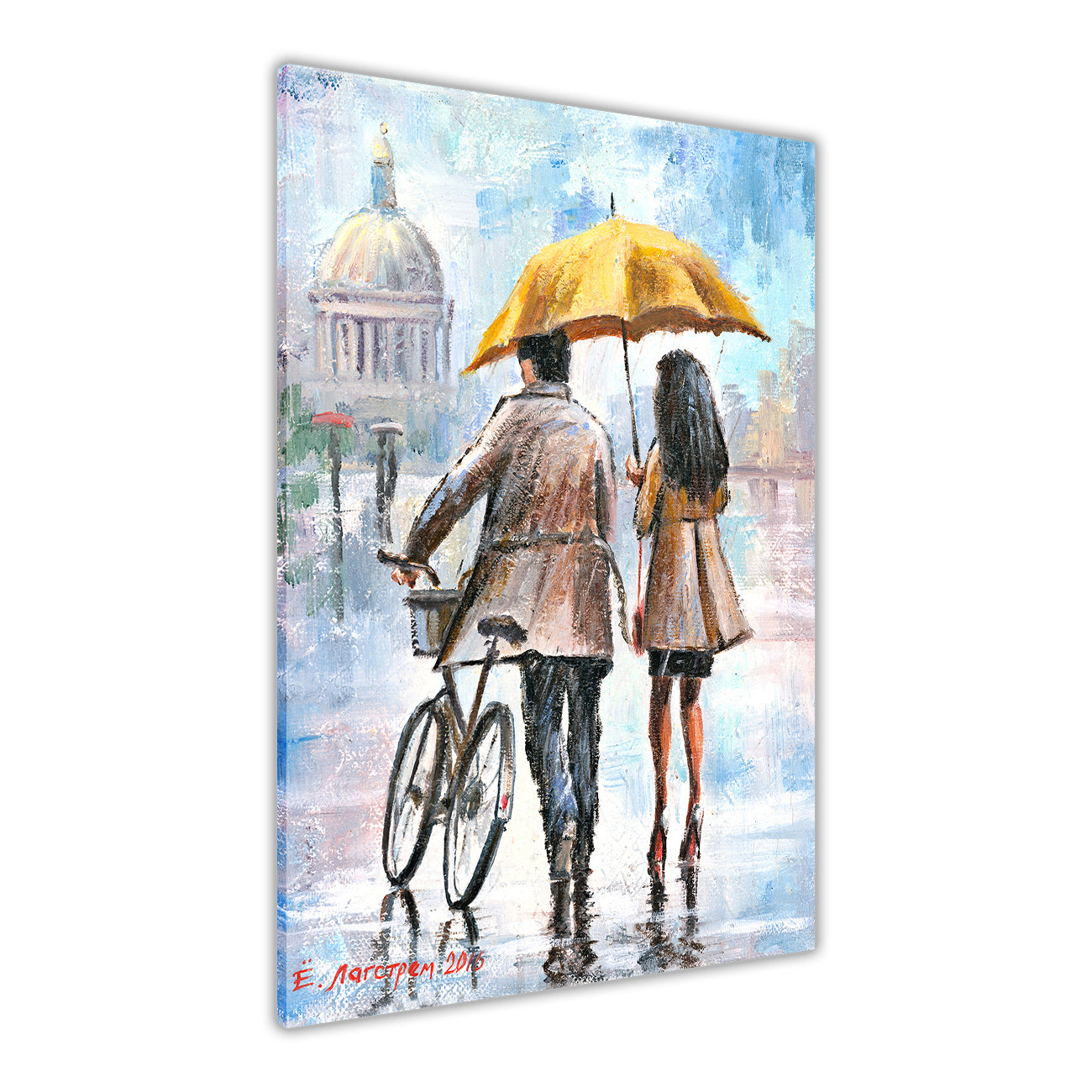 Couple Umbrella Canvas Wall Art Picture Print for the Living Room, Bedroom, Home Decor