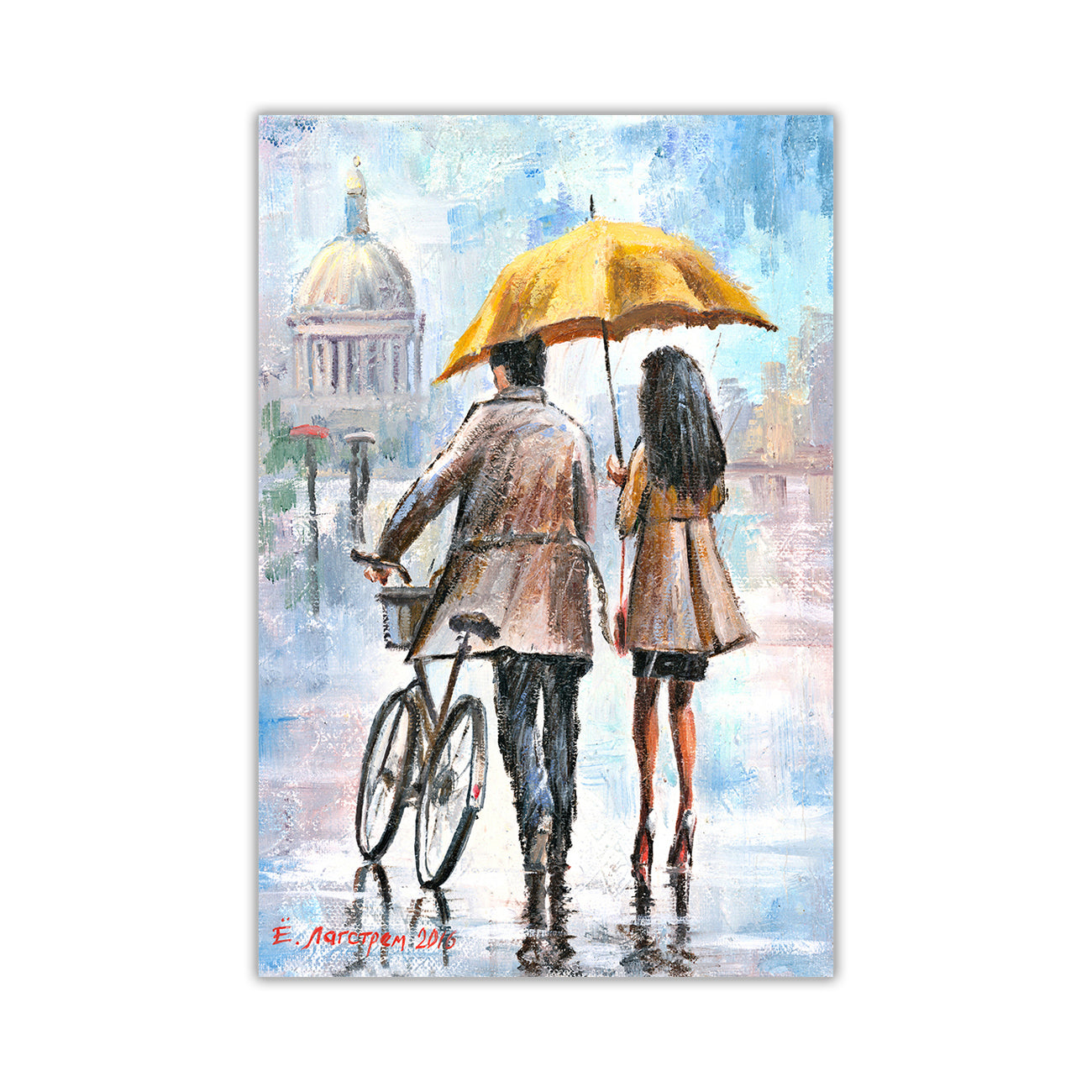 Couple Umbrella Canvas Wall Art Picture Print for the Living Room, Bedroom, Home Decor
