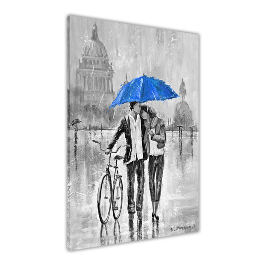 Umbrella Bicycle Black & White Canvas Wall Art Picture Print for the Living Room, Bedroom, Home Decor