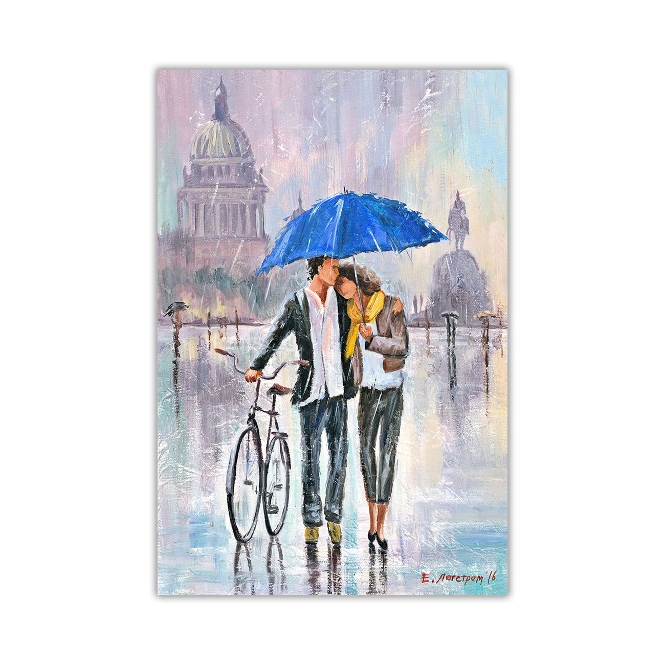 Umbrella Bicycle Canvas Wall Art Picture Print for the Living Room, Bedroom, Home Decor