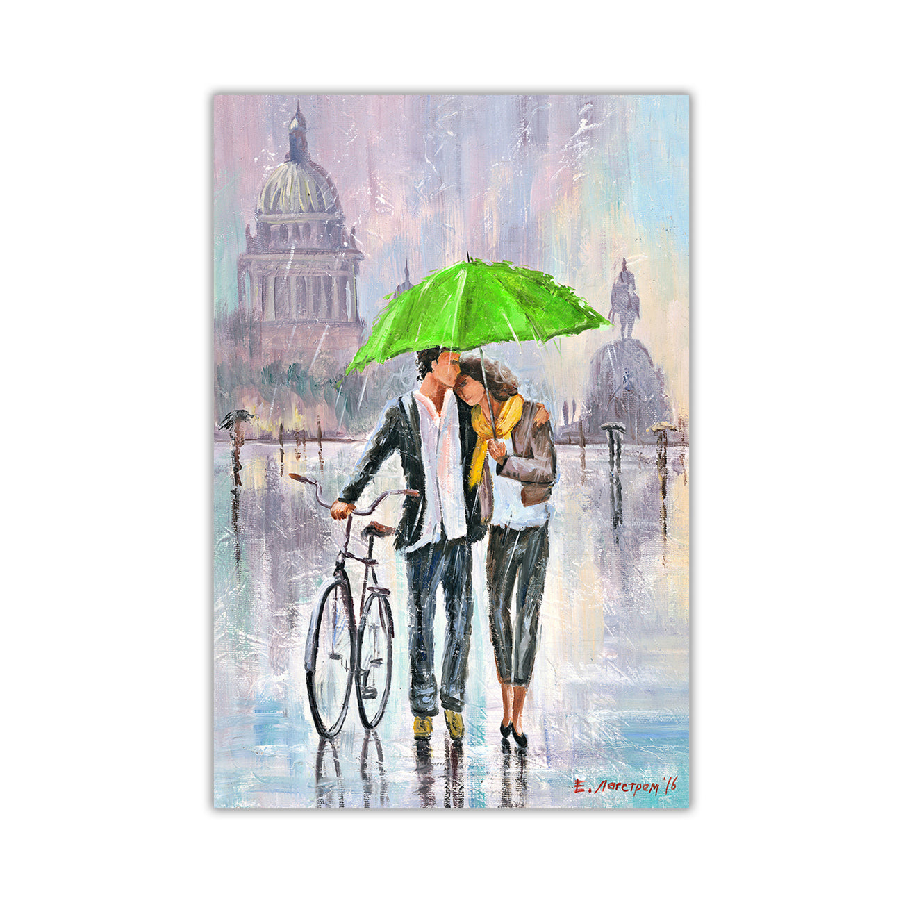 Umbrella Bicycle Canvas Wall Art Picture Print for the Living Room, Bedroom, Home Decor