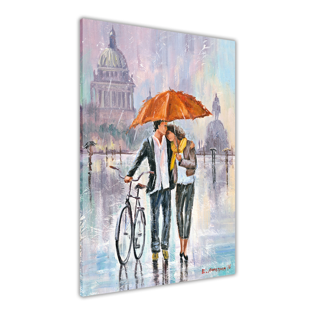 Umbrella Bicycle Canvas Wall Art Picture Print for the Living Room, Bedroom, Home Decor