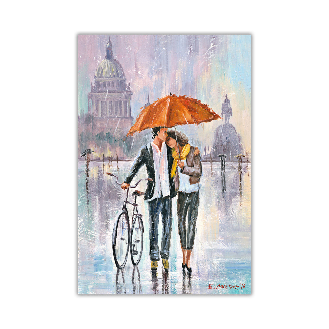 Umbrella Bicycle Canvas Wall Art Picture Print for the Living Room, Bedroom, Home Decor
