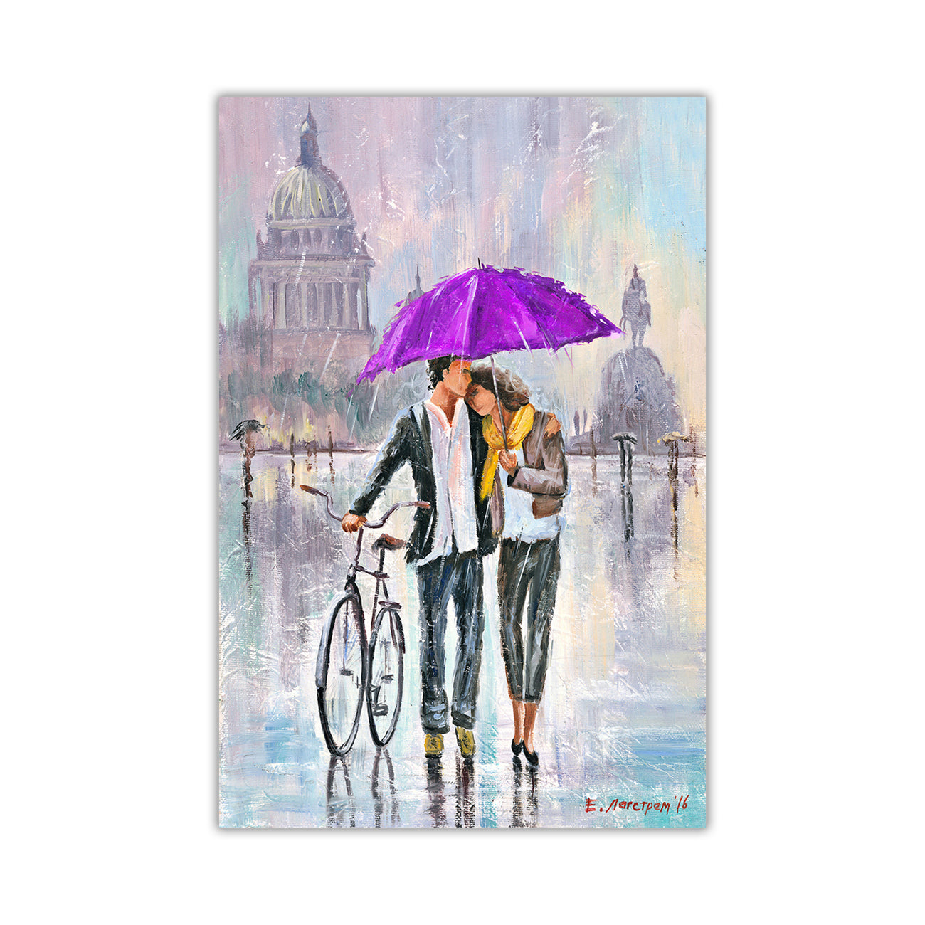 Umbrella Bicycle Canvas Wall Art Picture Print for the Living Room, Bedroom, Home Decor
