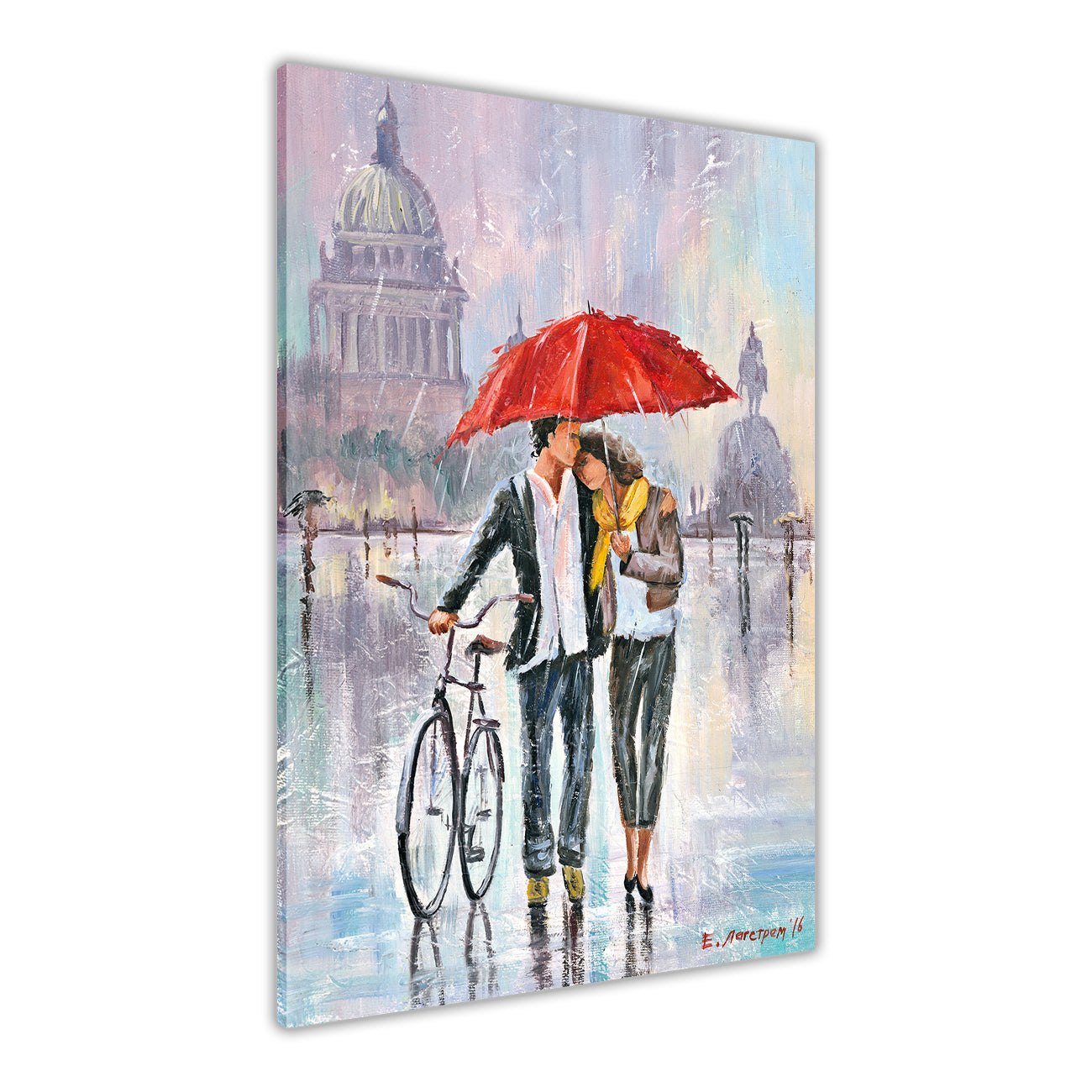 Umbrella Bicycle Canvas Wall Art Picture Print for the Living Room, Bedroom, Home Decor