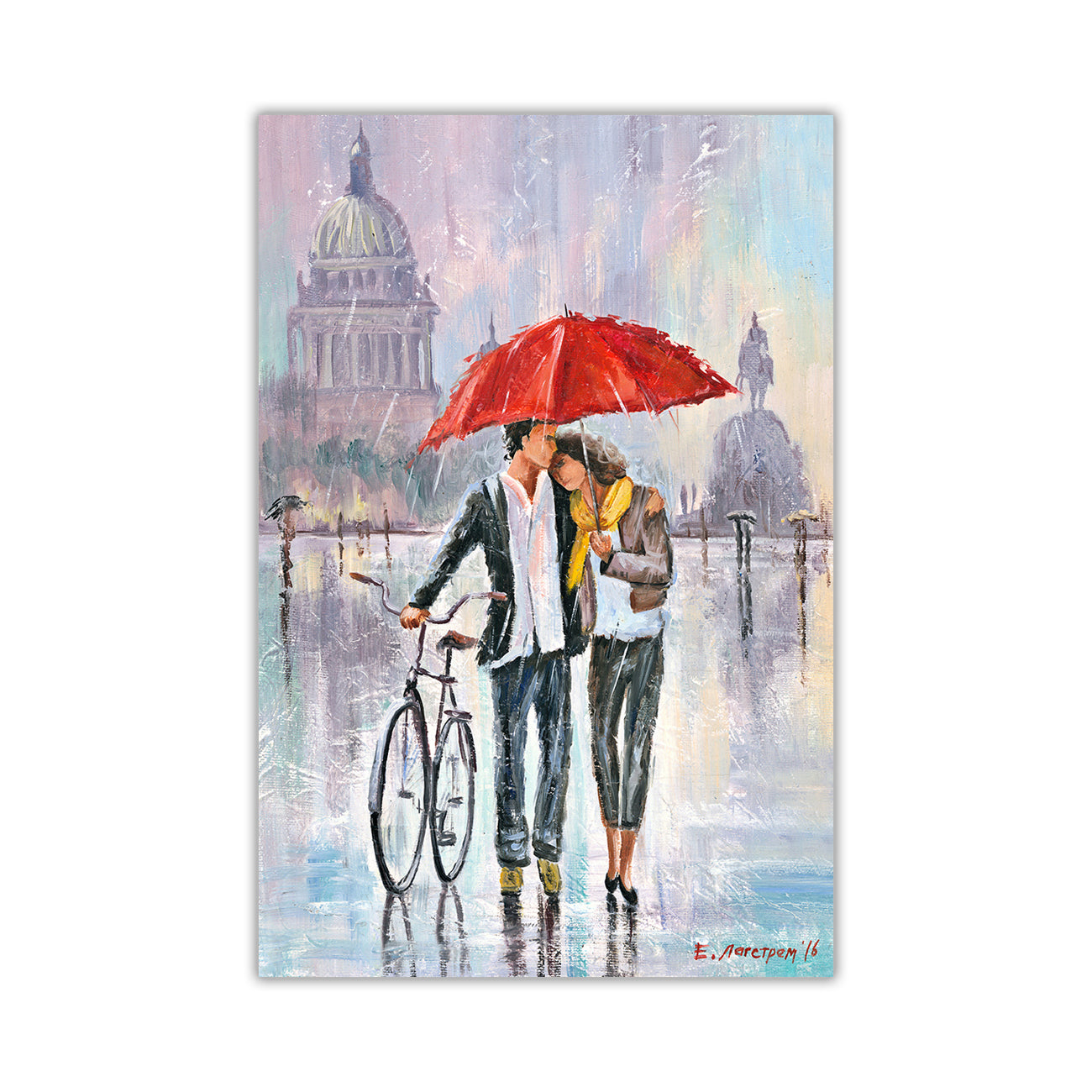 Umbrella Bicycle Canvas Wall Art Picture Print for the Living Room, Bedroom, Home Decor