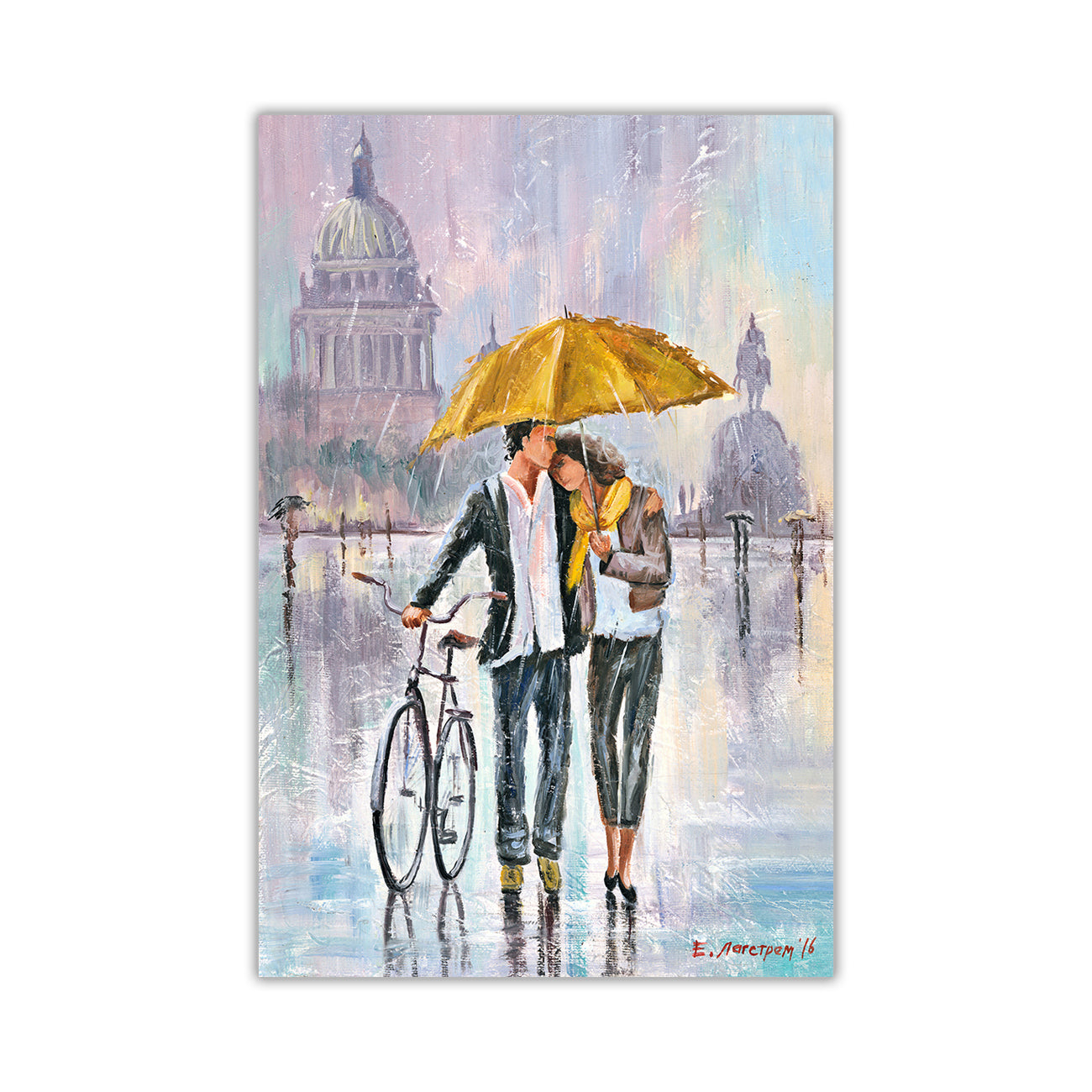 Umbrella Bicycle Canvas Wall Art Picture Print for the Living Room, Bedroom, Home Decor