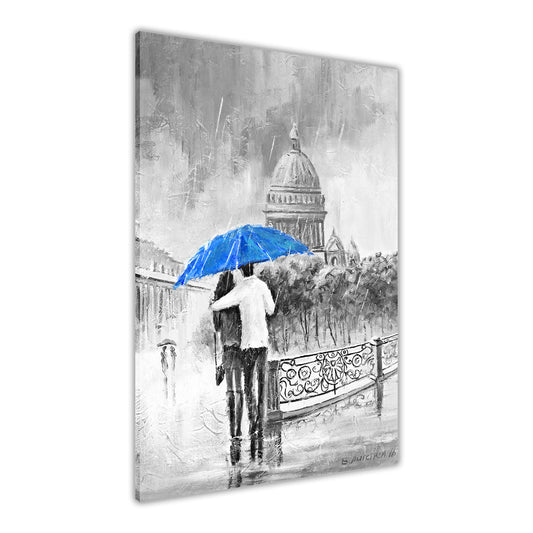 Umbrella Bridge Black & White Canvas Wall Art Picture Print for the Living Room, Bedroom, Home Decor