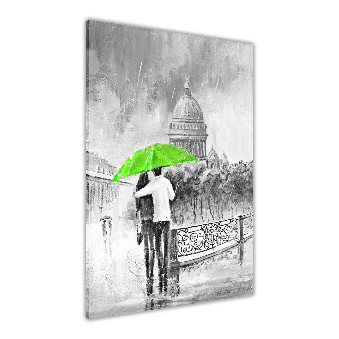 Umbrella Bridge Black & White Canvas Wall Art Picture Print for the Living Room, Bedroom, Home Decor