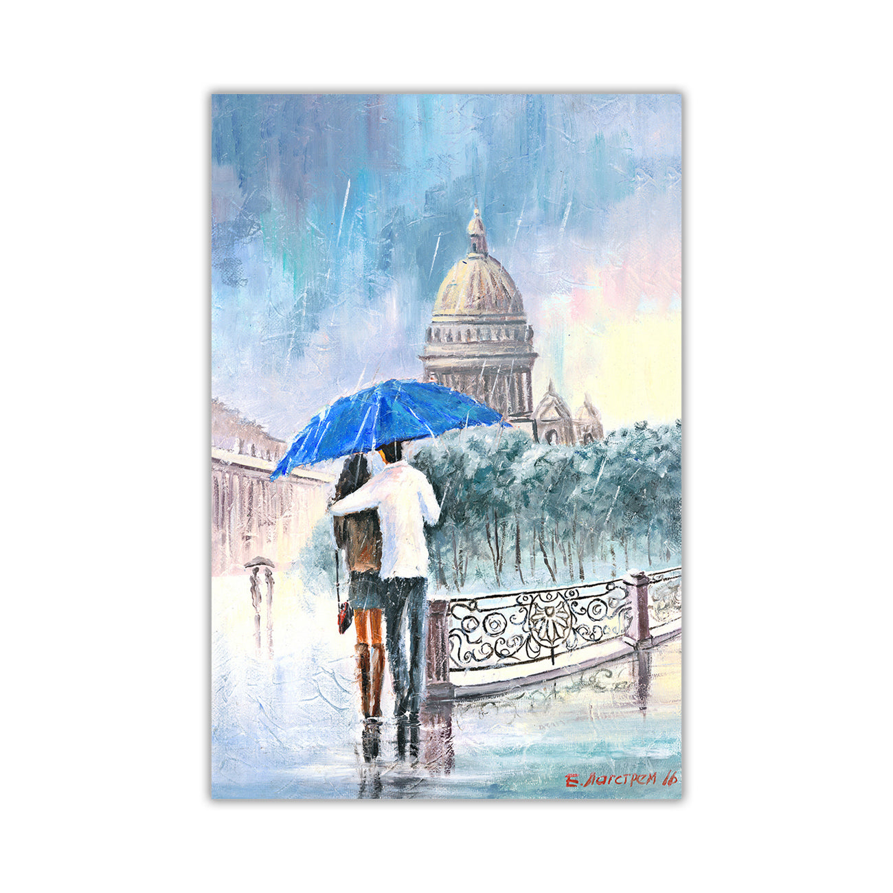 Umbrella Bridge Canvas Wall Art Picture Print for the Living Room, Bedroom, Home Decor
