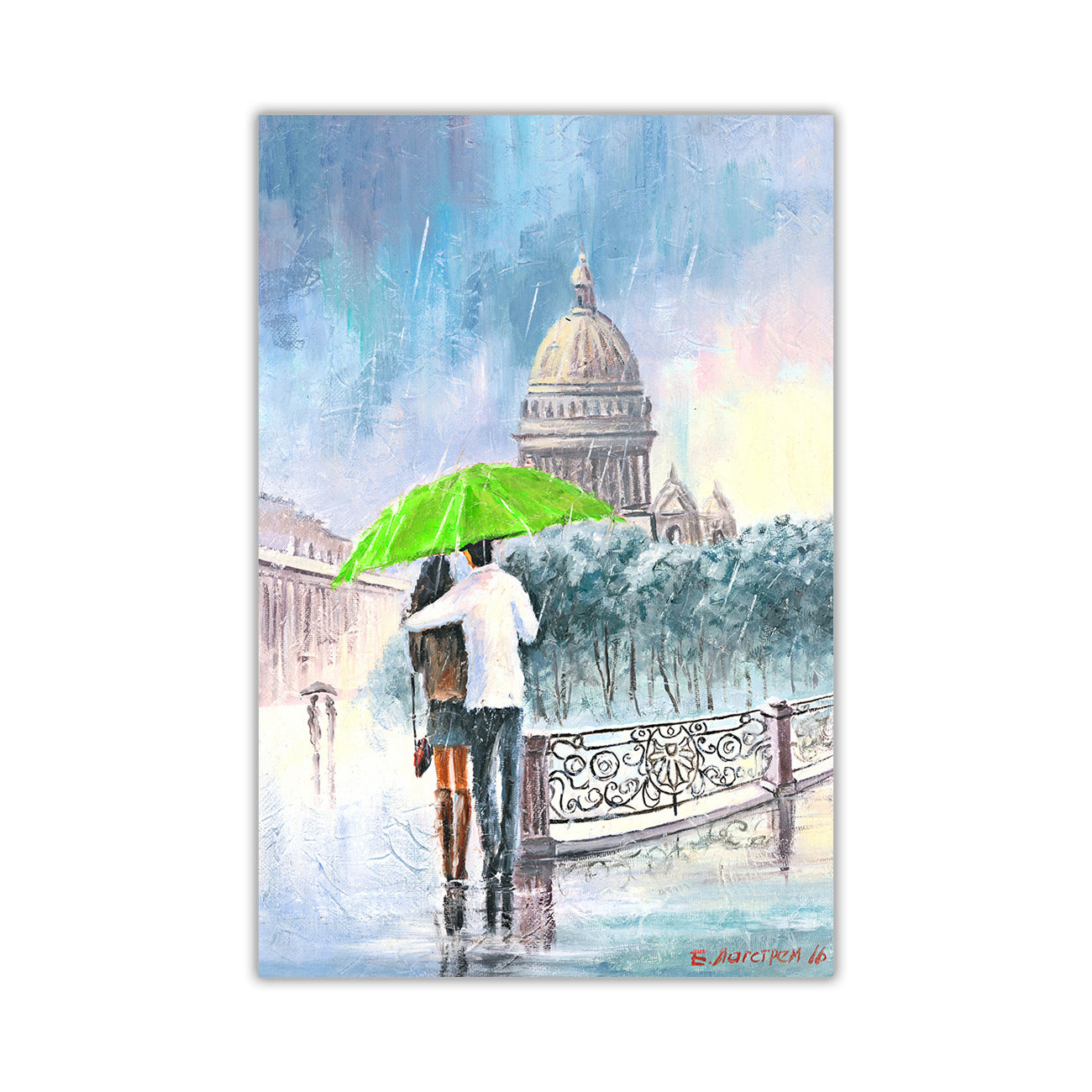 Umbrella Bridge Canvas Wall Art Picture Print for the Living Room, Bedroom, Home Decor