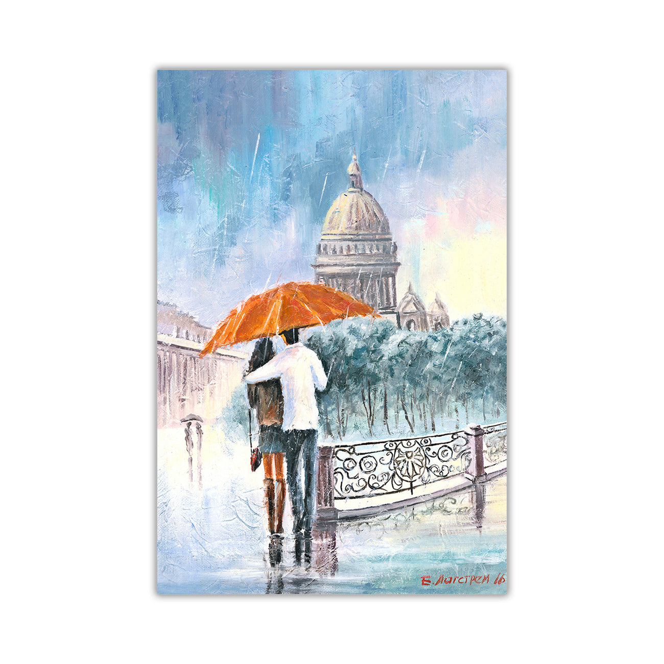 Umbrella Bridge Canvas Wall Art Picture Print for the Living Room, Bedroom, Home Decor