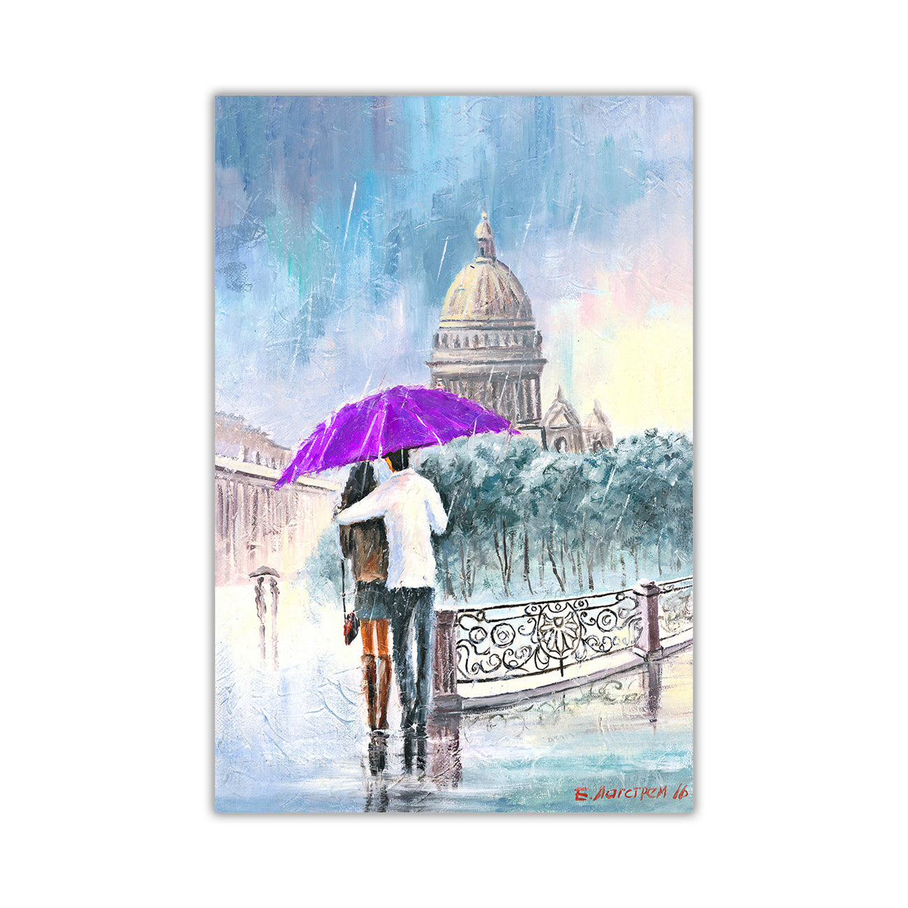 Umbrella Bridge Canvas Wall Art Picture Print for the Living Room, Bedroom, Home Decor