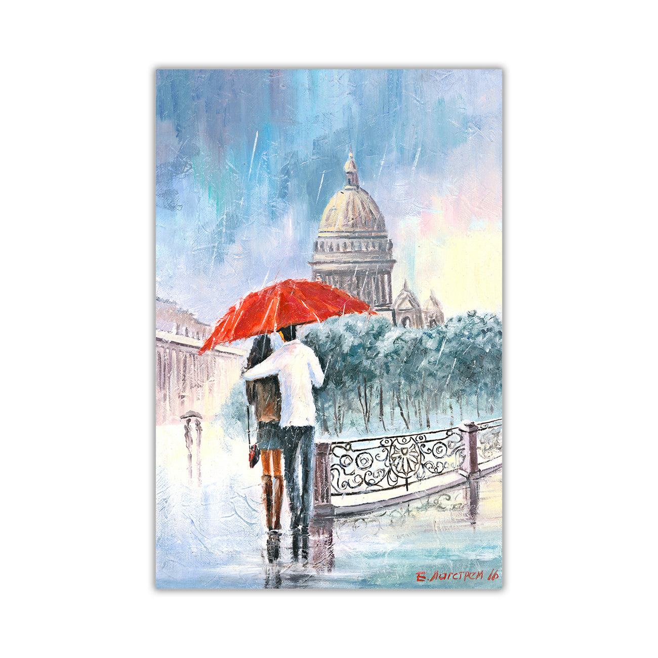 Umbrella Bridge Canvas Wall Art Picture Print for the Living Room, Bedroom, Home Decor