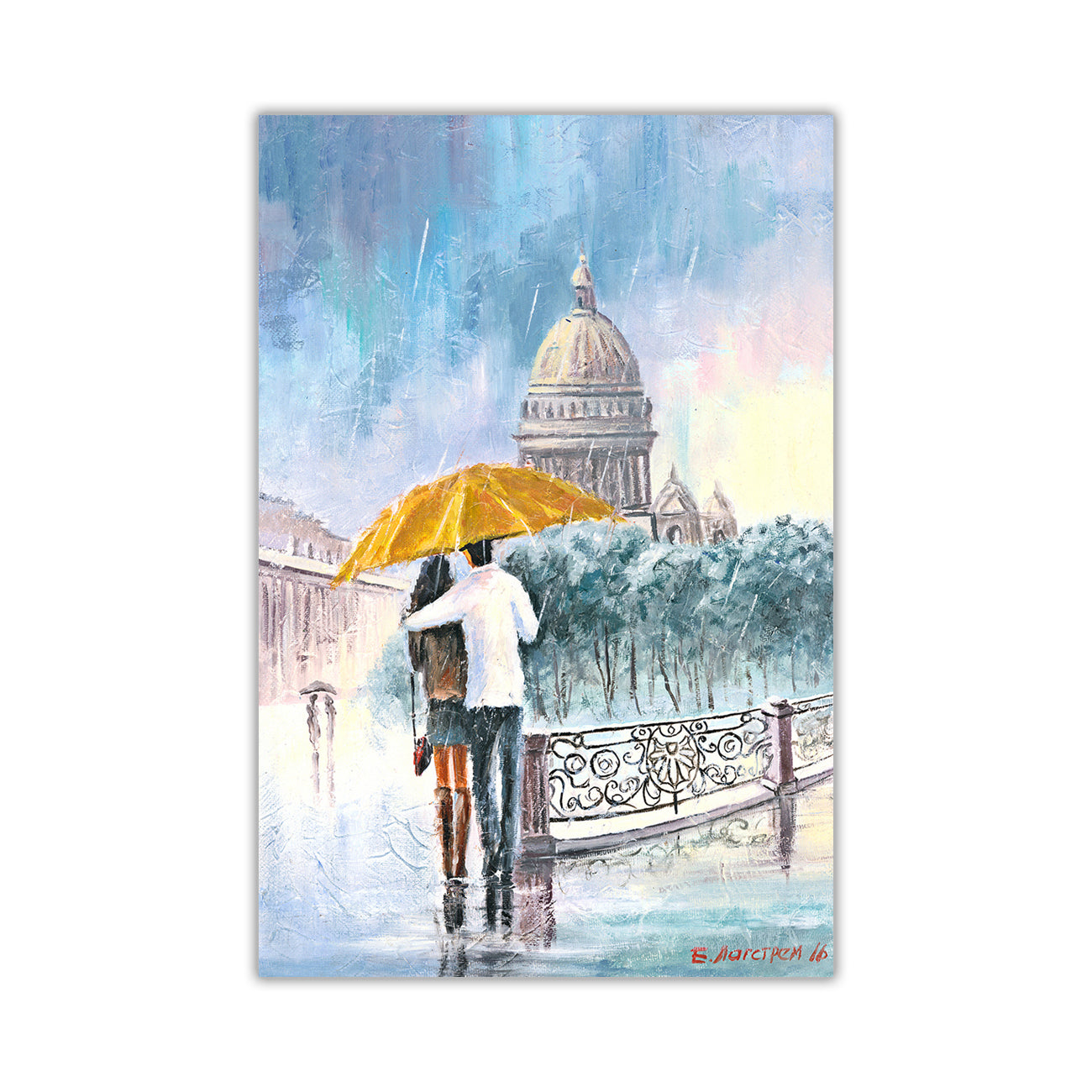 Umbrella Bridge Canvas Wall Art Picture Print for the Living Room, Bedroom, Home Decor
