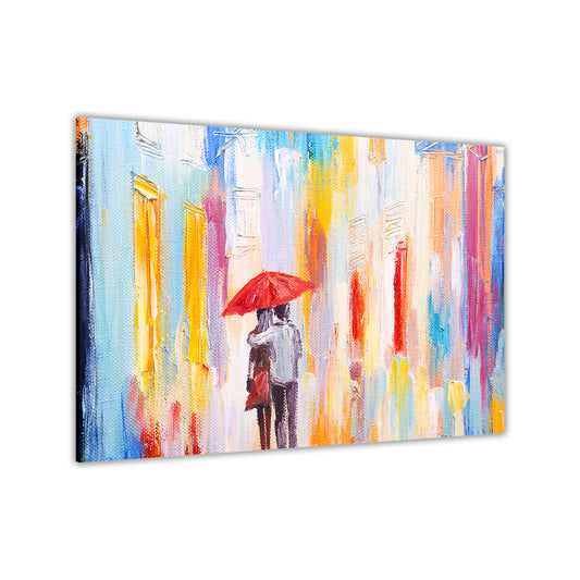 Walking In The Rain Canvas Wall Art Picture Print for the Living Room, Bedroom, Home Decor
