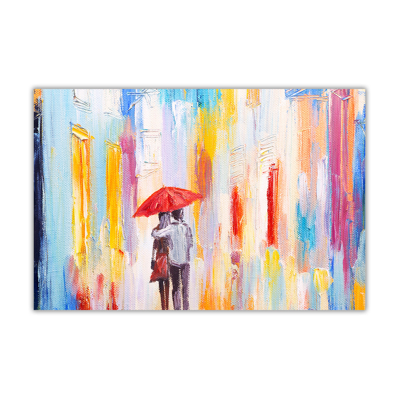 Walking In The Rain Canvas Wall Art Picture Print for the Living Room, Bedroom, Home Decor