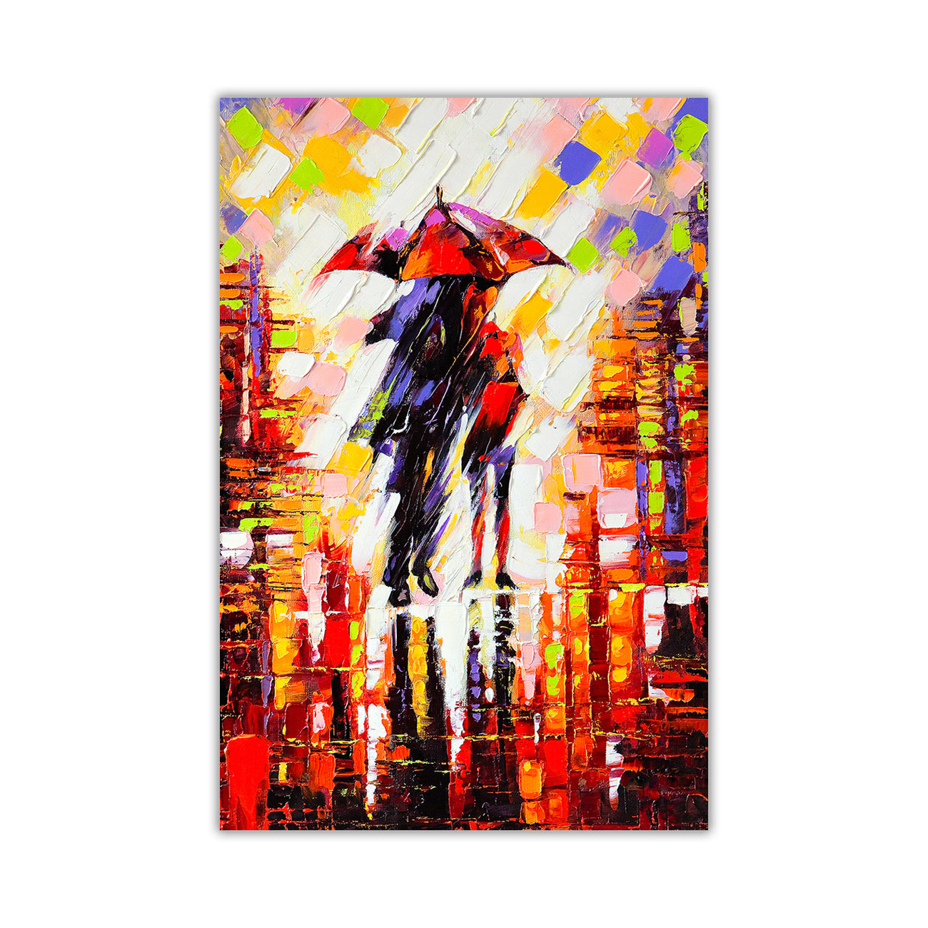 Winter Night Umbrellas Canvas Wall Art Picture Print for the Living Room, Bedroom, Home Decor