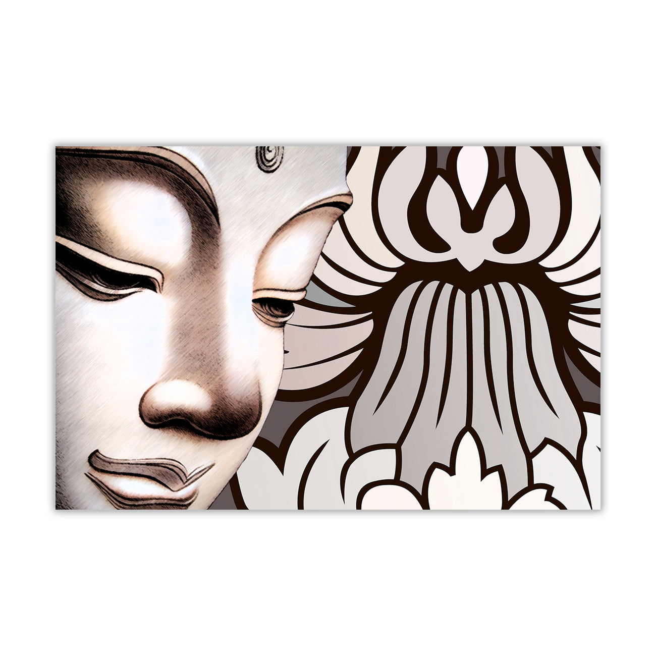 Buddha Flowers Canvas Wall Art Picture Print for the Living Room, Bedroom, Home Decor