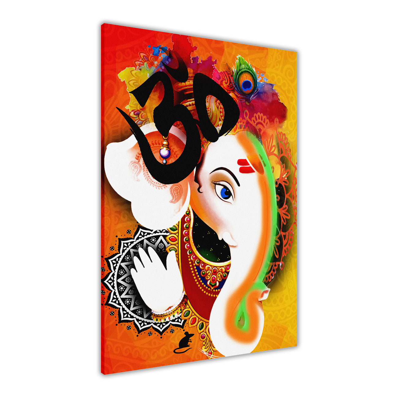 Om Ganesh Canvas Wall Art Picture Print for the Living Room, Bedroom, Home Decor