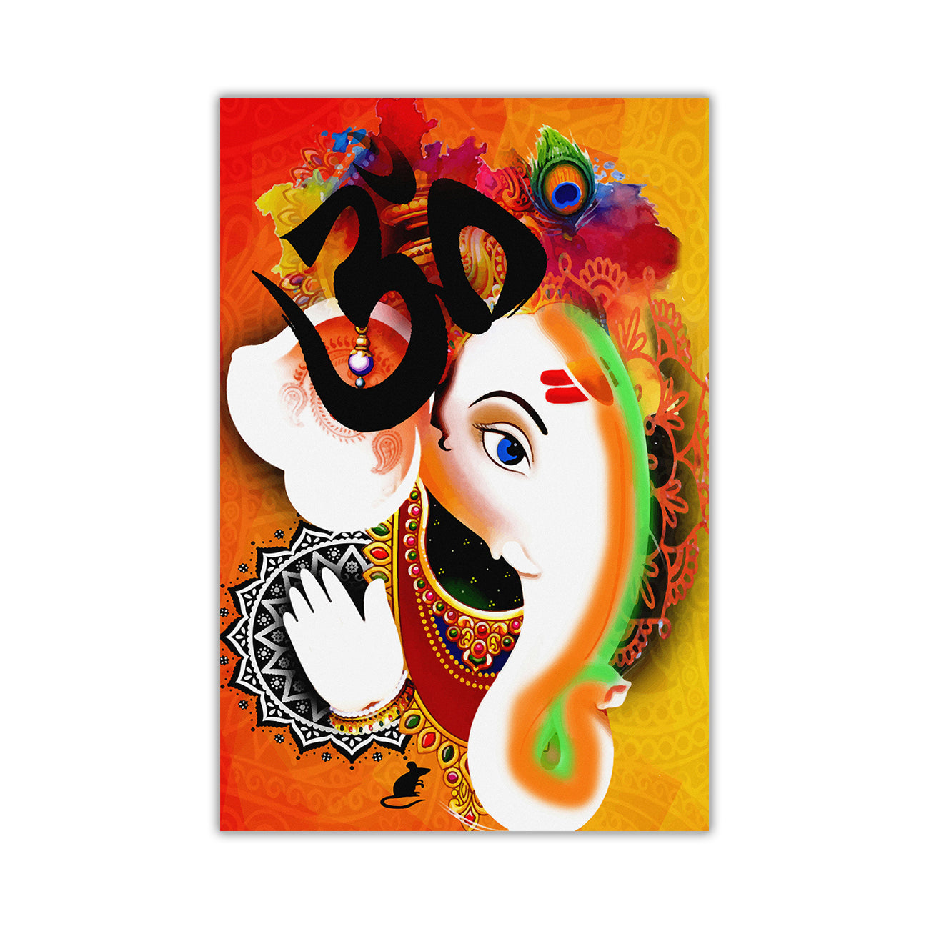 Om Ganesh Canvas Wall Art Picture Print for the Living Room, Bedroom, Home Decor
