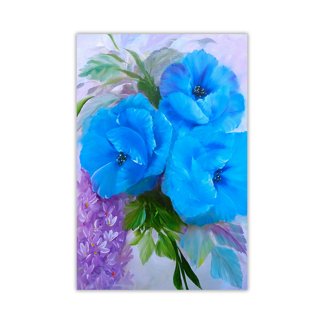 Blue Bouquet Canvas Wall Art Picture Print for the Living Room, Bedroom, Home Decor