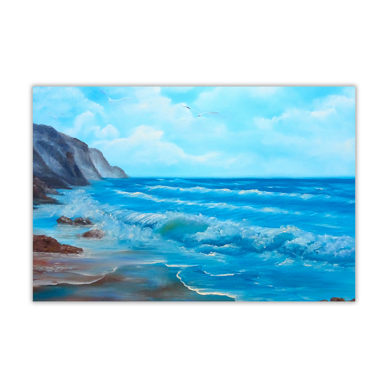 Cliff Edge Ocean Waves Canvas Wall Art Picture Print for the Living Room, Bedroom, Home Decor